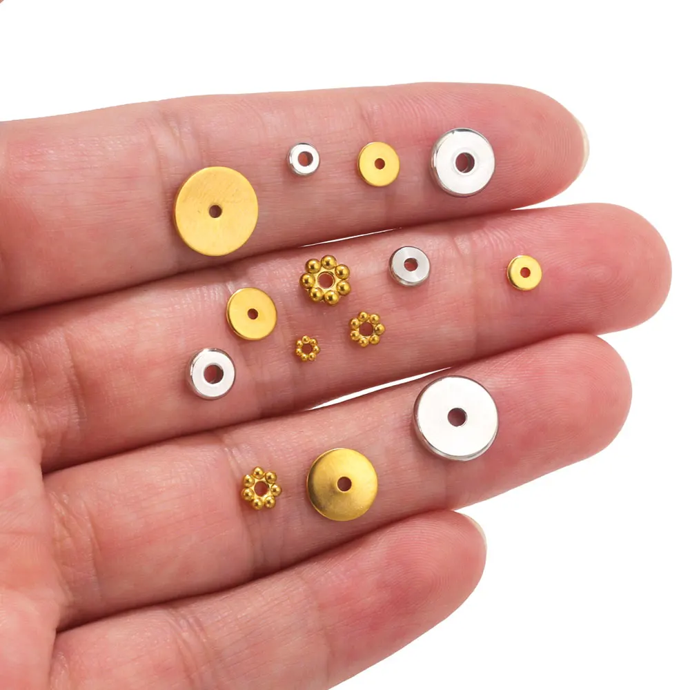 50 Stück Edelstahl-Gänseblümchen-Abstandsperlen für die Schmuckherstellung, Schneeflocken-Perlen für DIY-Armbänder, Schmuckherstellungszubehör – Detail 5