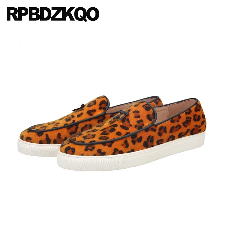 Bow Knot Flats Cheetah Men 47 Skate Shoes Velvet Large Size Leopard Print Bowtie Slip On Round Toe Loafers 46 Sneakers Bowknot