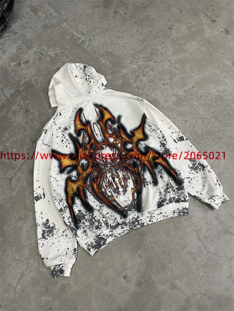 Tie Dye Graffiti Saint Tears Hoodie Hooded Men Women Vintage Washed Oversized Pullovers