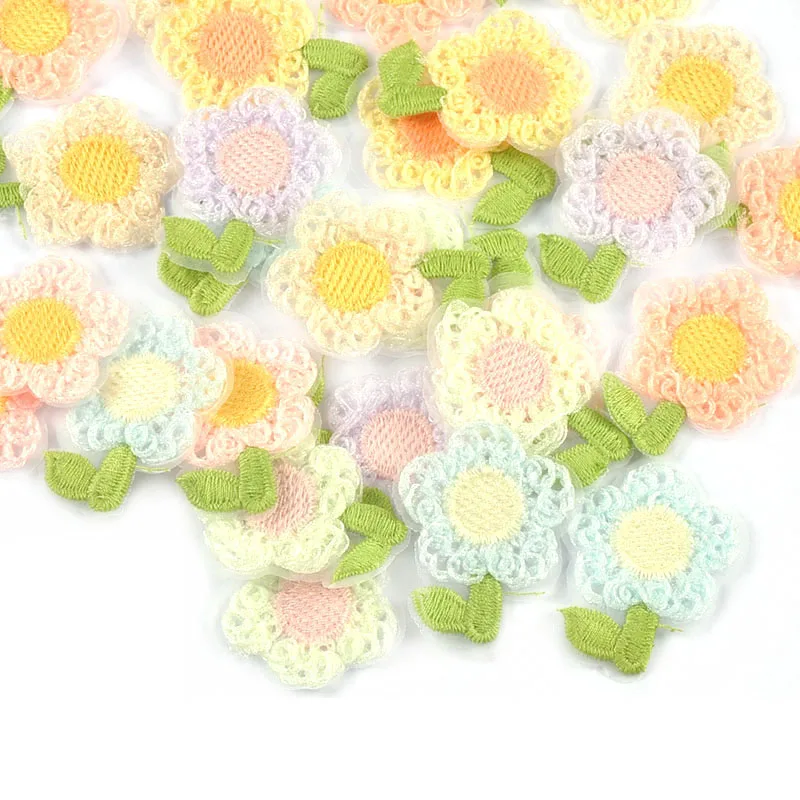 10pcs/lot 4.4x3.6cm Lace Edge Mix Color Flower Patches Crochet Applique Clothes DIY Embroidery Sewing Accessories Handmade Decor image 4