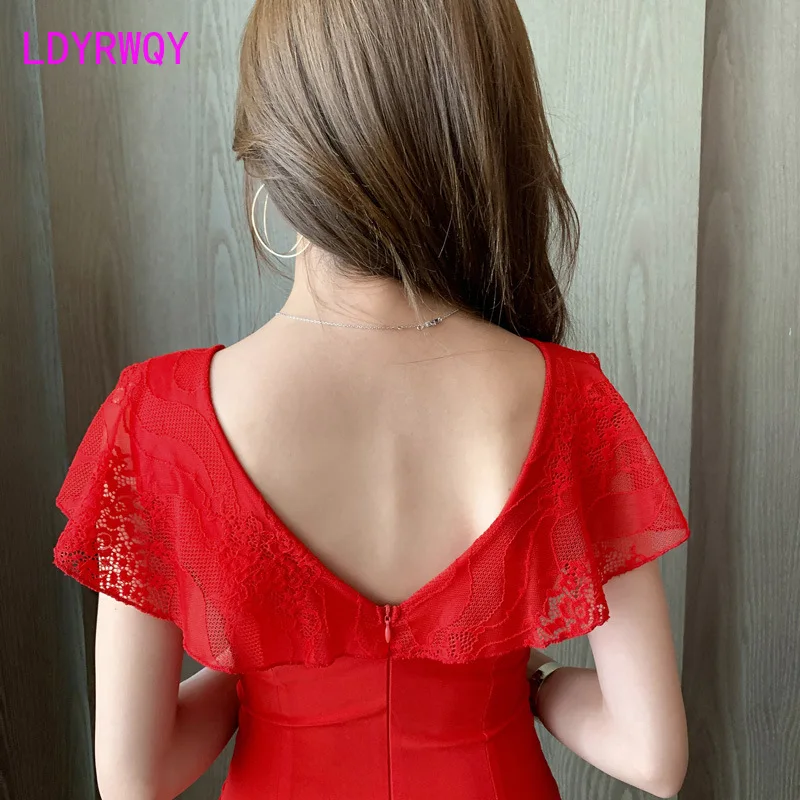 2022 New long low-cut KTV night sexy dress Office Lady  Knee-Length  Zippers