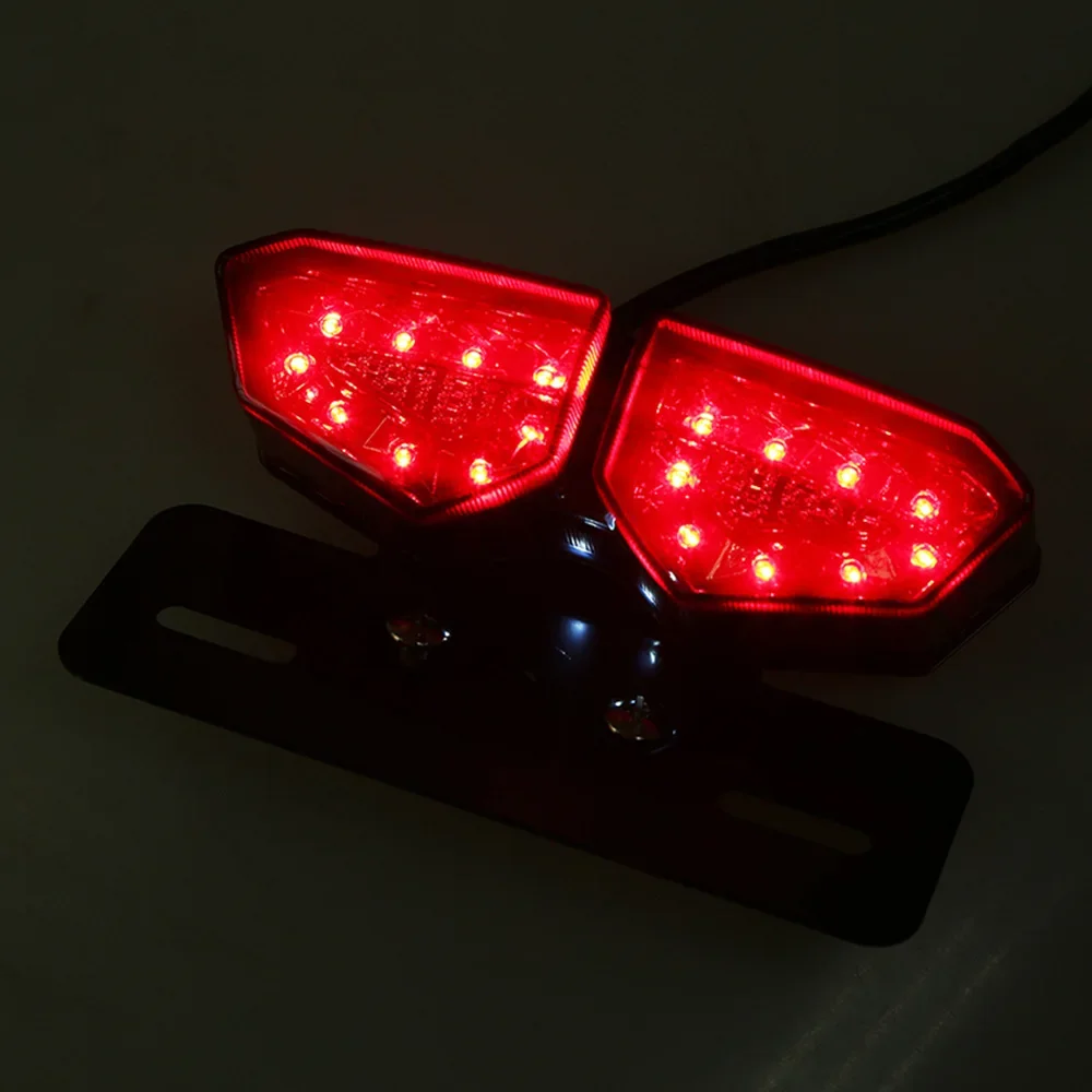 Motorcycle Integrated Turn Signal Tail Lights 12V LED Brake Stop Lamp License Plate Light for Motocross ATV Trailer Cafe Racer