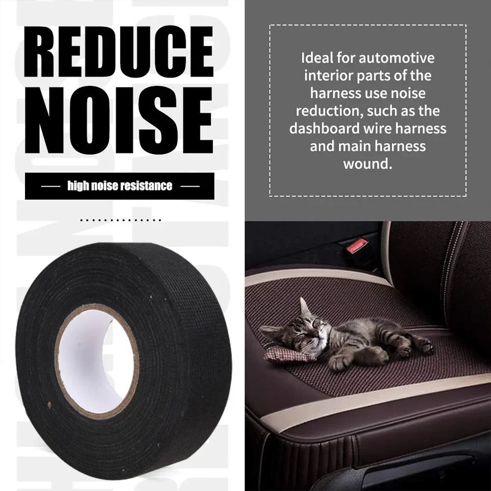 1Roll Adhesive Cloth Fabric Tape For Car Auto Wiring Harness Cable Looms Black Durable Flame Resistant 1 Roll image 4
