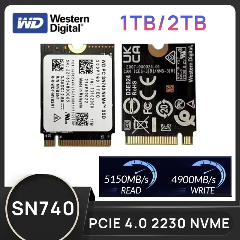 Western Digital M2 SN740 1TB 2TB 2230 M.2 NVMe PCIe 4.0 SSD for Steam Deck GPD Surface Laptop Tablet Mini PC Computer Rog Ally