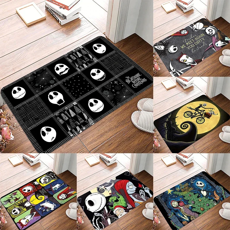 MINISO Disney-felpudo de entrada de pesadilla antes de Navidad, tapete para sala de estar, dormitorio, interior y exterior, co