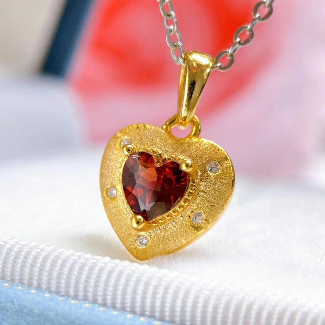 

KJJEAXCMY High purity Natural Garnet S925 silver exquisitely Pendant Full of luster Simple,Design High-End Bestseller Gift