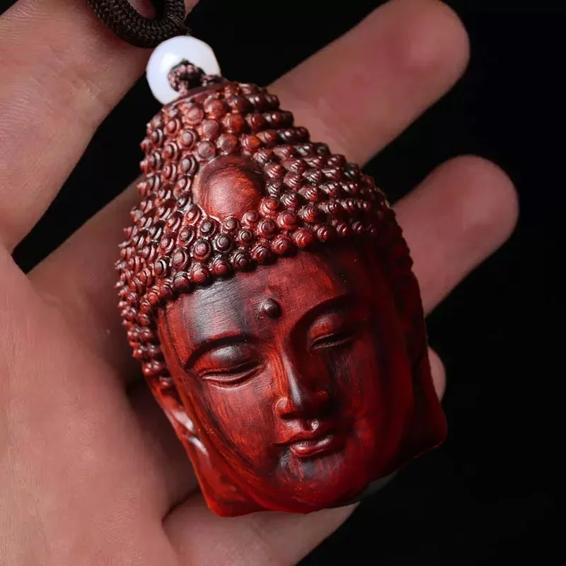 Redwood carving Buddha statue head sculptures and Figurines ，Chinese characteristic lucky pendan，Home and car decorations