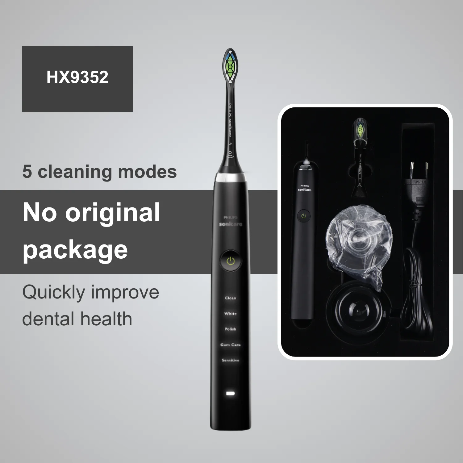 

Philips Electric Toothbrush Sonicare DiamondClean HX9352, No Original Box, Deep Clean