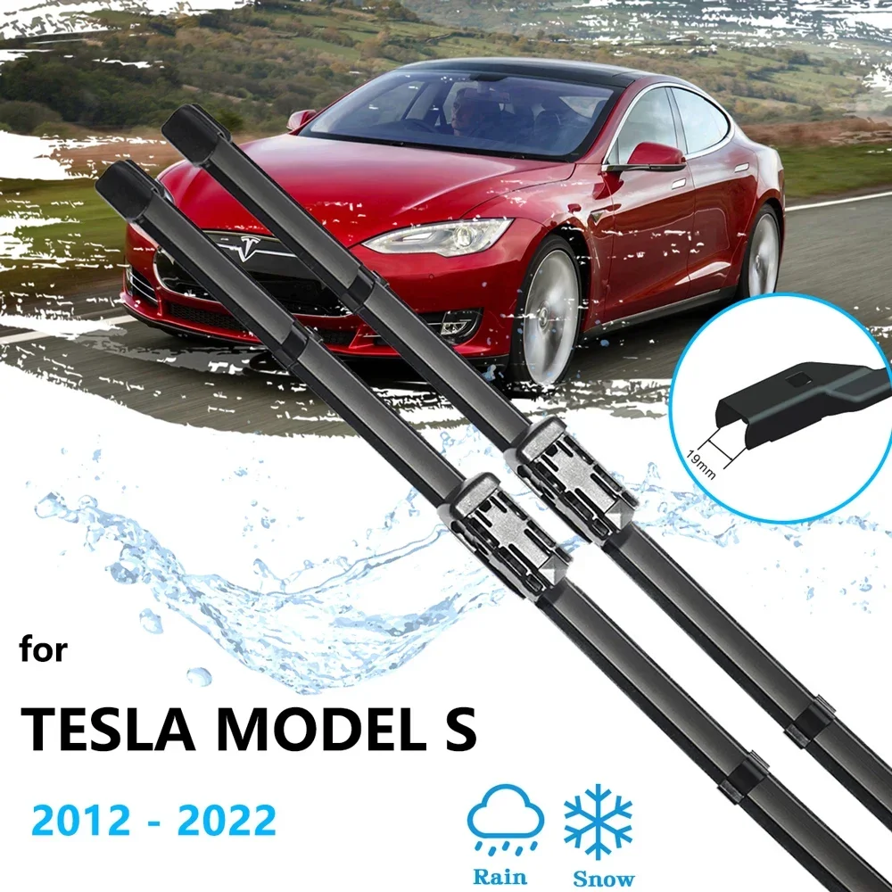 For Tesla Model S 2012~2022 Front Wiper Blades Brushes Cutter Accessories LHD RHD Window Windshield Rubber Universal 28+ 18