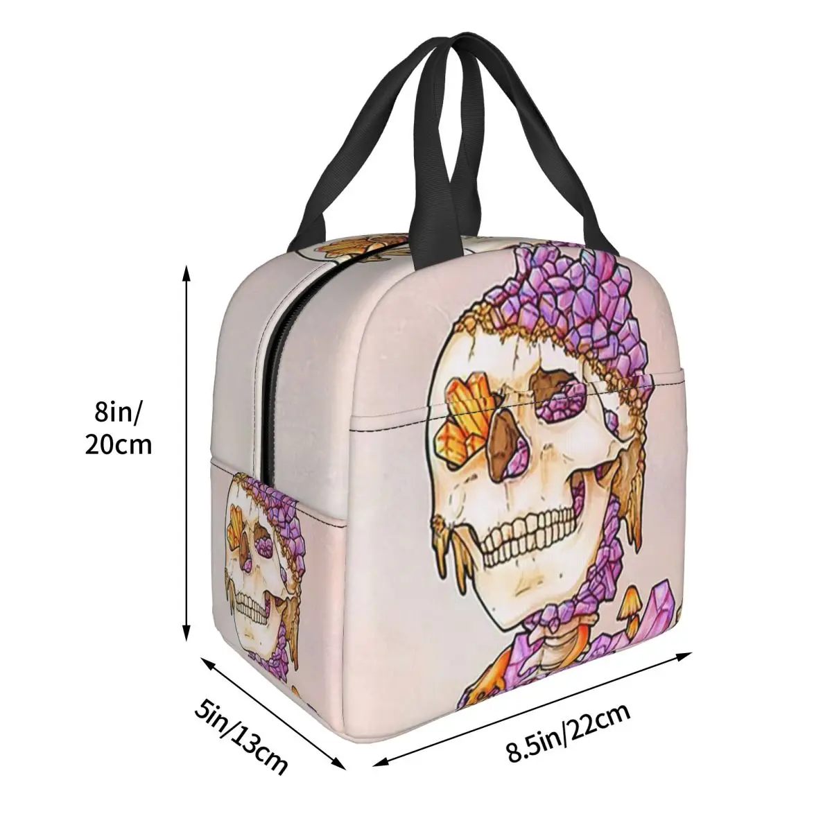 A Skeleton Encircled By Colorful Flowers Insulated Lunch Bag for Women Children Leakproof Food Boxes Thermal Lunch Box Tote