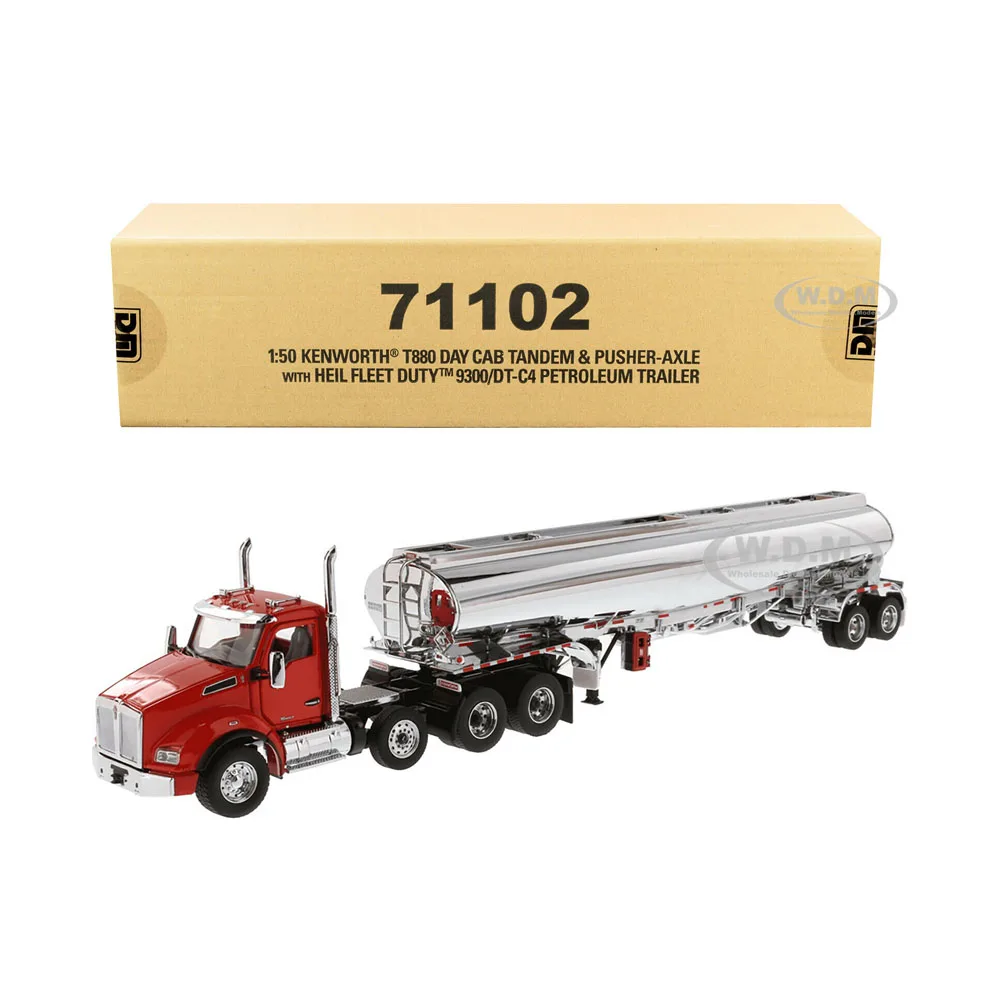 

T880 DAY CAB W/PETROLEUM TANKER RED & CHROME 1/50 SCALE DIECAST MODEL #71102 GIFT TOY MODEL