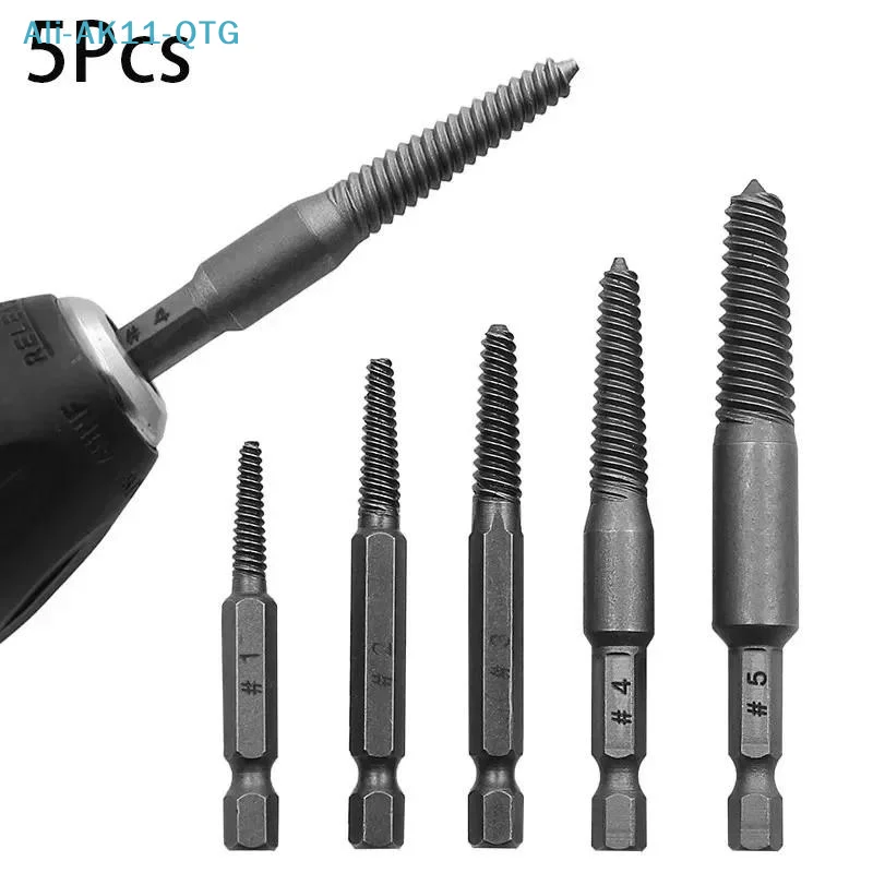 Hot！5/6Pcs Broken Bolt Extractor Set Electric Screw Remover With Center Drill Bits For Easy Thread Removal Tool Set