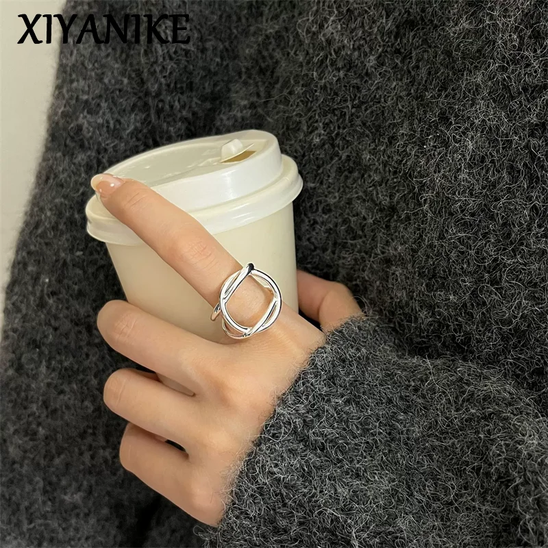 

XIYANIKE Geometric Hollow Lines Adjustable Open Rings For Women Fashion New Jewelry Gift Party Birthday Wholesale anillos