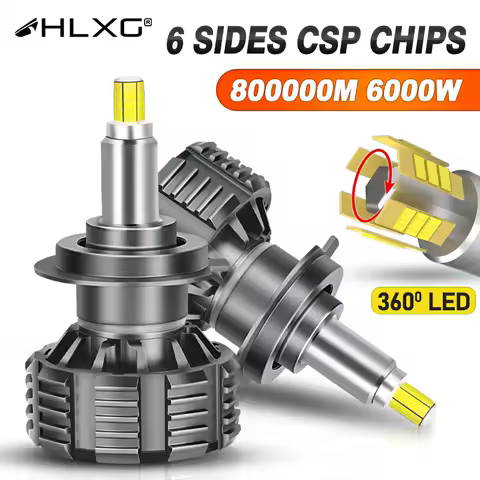 6000W 800000LM H7 LED CANBUS 360 for Projector Lenses H11 H1 H8 Headlight Bulbs HB3 9005 HB4 9006 Hir2 9012 LED Fog Light 6000K