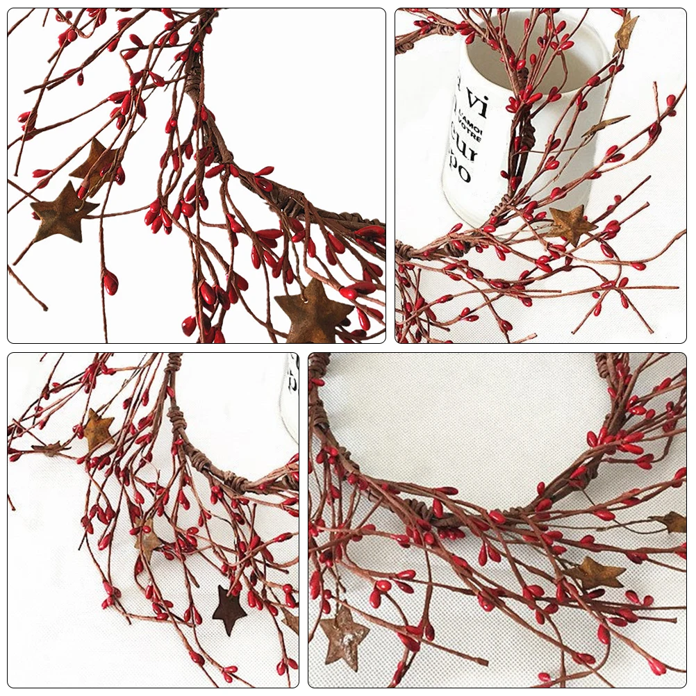 Corona navideña decorativa de plástico fresco, colgante festivo, suministros para fiestas, corona para puerta, ambiente festivo seguro