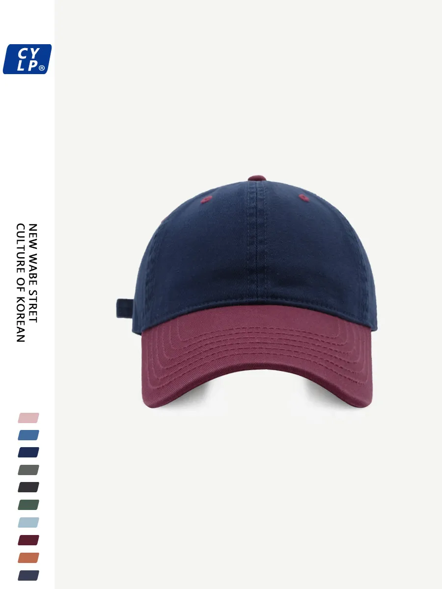 Unisex streetwear color block soft top baseball cap