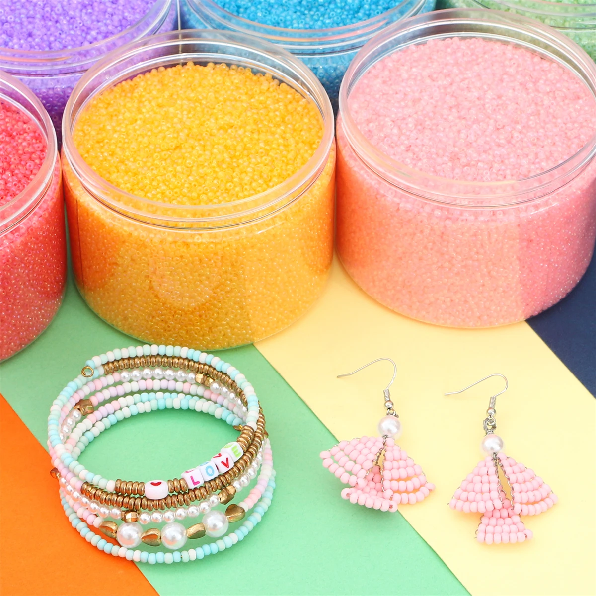 2/3/4mm Cream Cloud Fantasy Glass Rice Beads for DIY Necklace, Bracelet, Earrings 0.8mm/1.5mm Hole 10g/Bag (660/220/100pcs)