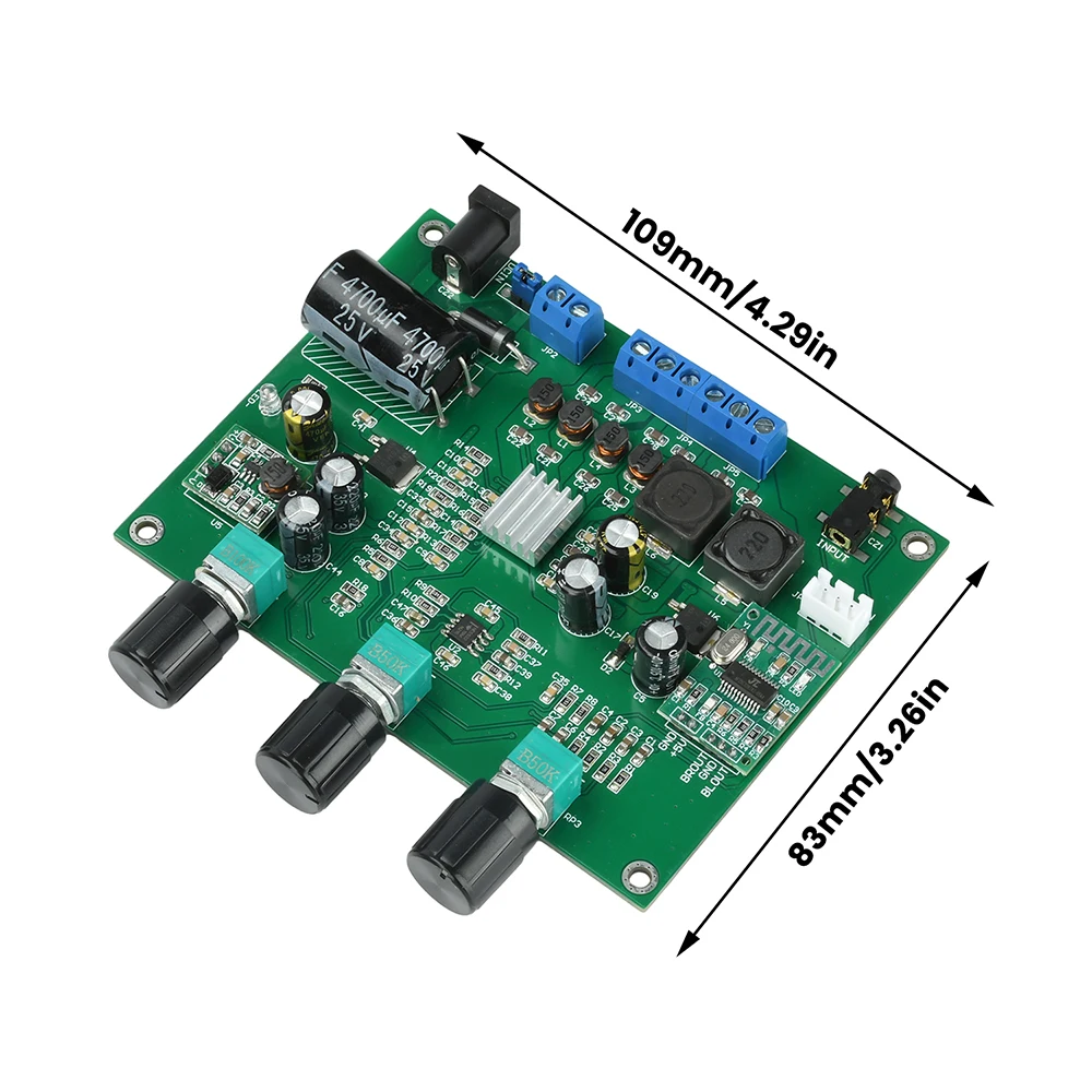 DC 9-18V 2.1 Channel Bluetooth 5.4 Digital Amplifier Board High-Power 2*15W+30W Fever Subwoofer Module with 60W Output