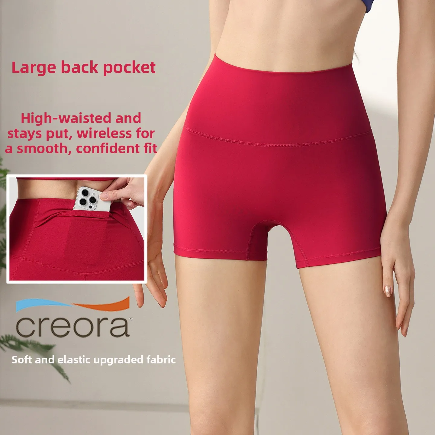 Sports and Fitness Shorts, Peach Pants, Running Three-quarter Pants, Hip-raising High-waist Elastic Leggings, Yoga Shorts