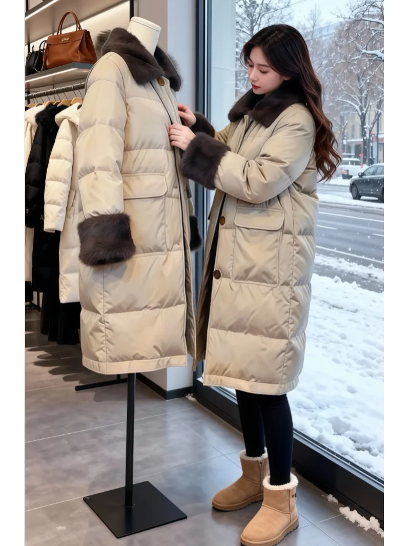 

Korean Sle Warm Slimming Lightweight Winter Cotton Jaet Women's Faionable Mid-Length Coat Regular Fit Sli Outerwear