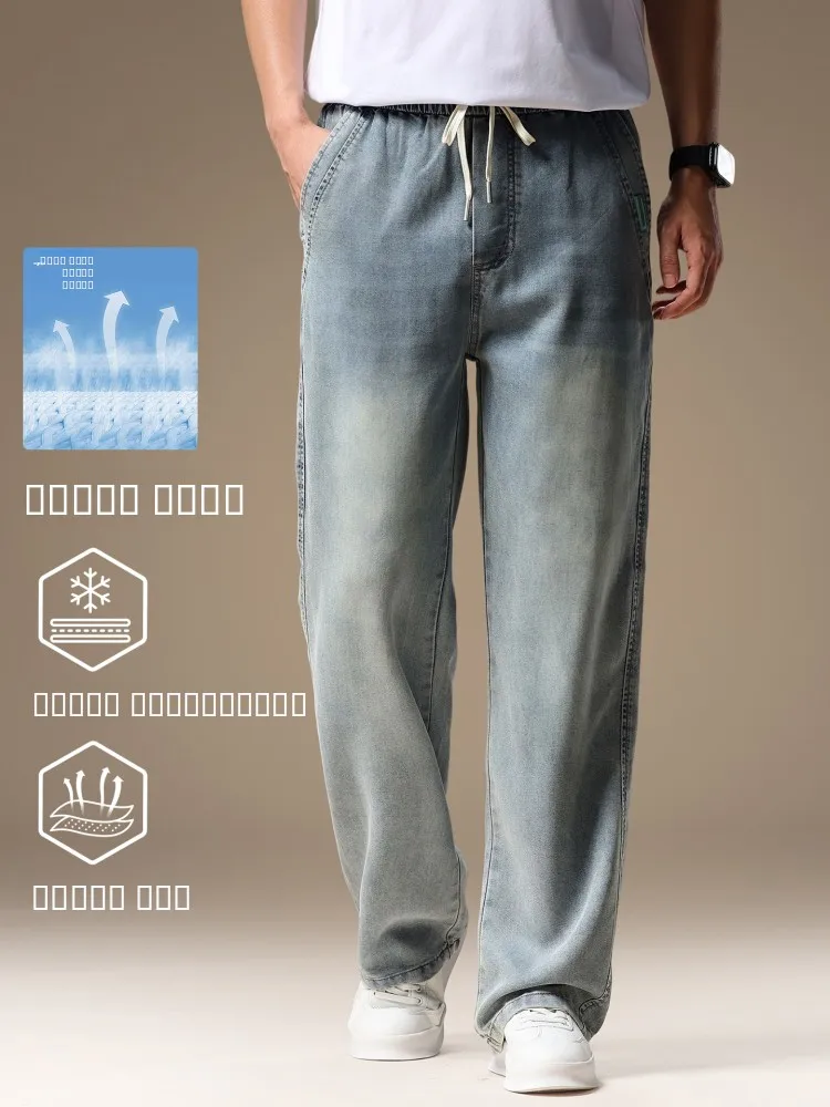 

Высококачественные американские ретро-джинсы для мужчин: осенне-зимние, тонкие, прямого кроя, длинные брюки, молодежные, модные, с эффектом потертости