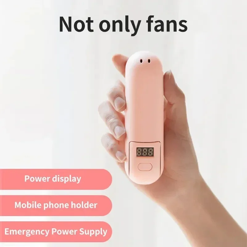 New Design Mini 3 In 1 Folding Handheld Fan Portable Usb Rechargeable Small Pocket Fan Battery Operated With Power Bank