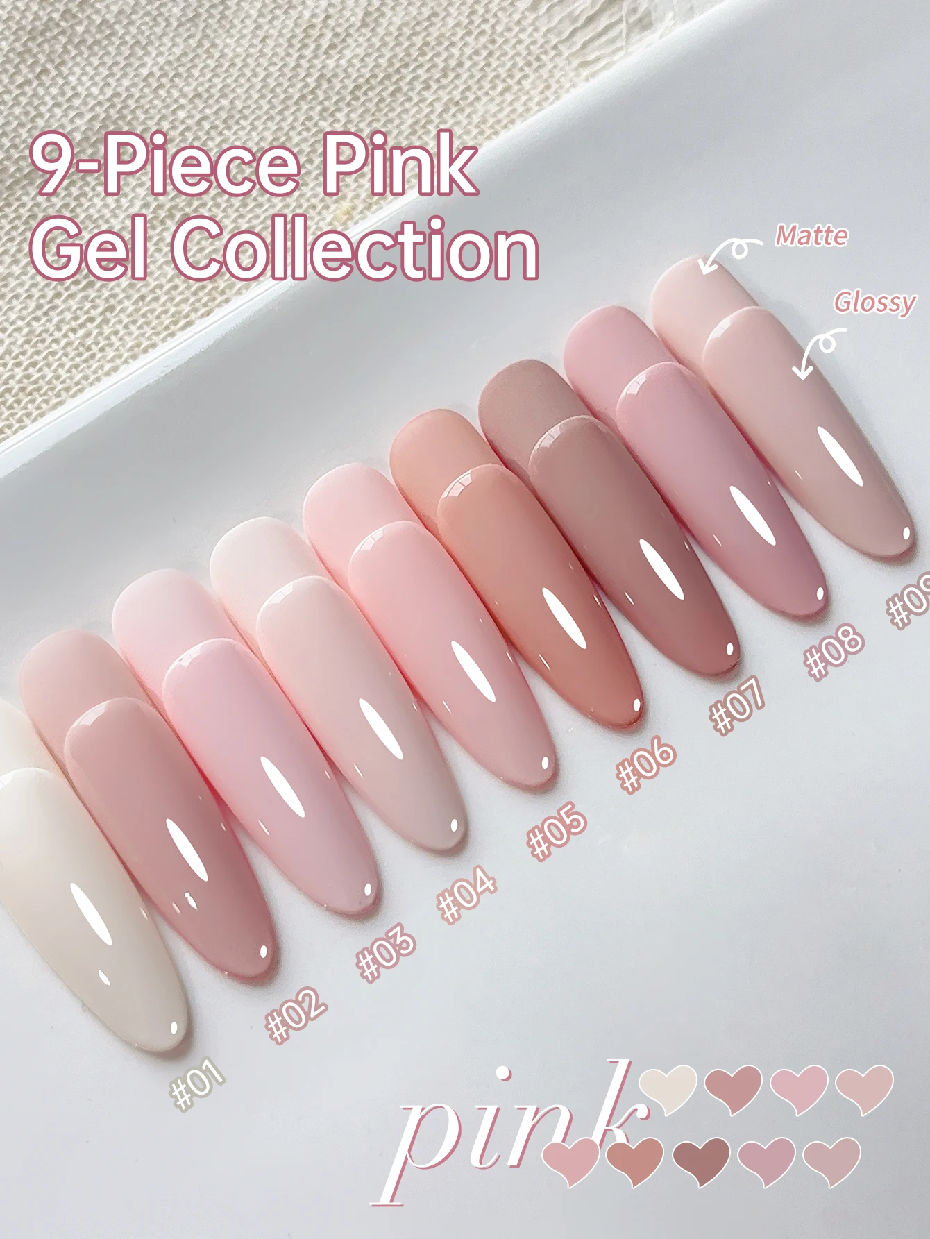 9 Farben Rosa Patting Gel im Döschen – Hochpigmentiertes, beliebtes, halbfestes Nagellack-Gel für Nagelstudios – Detail 6