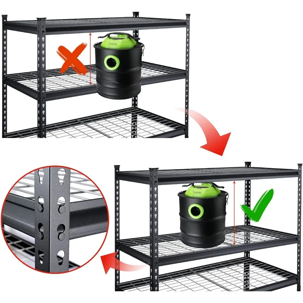 5-Tier Metal Shelving Unit, Heavy Duty Adjustable Storage Rack, 4000 lbs Load Capacity, for Basement, Warehouse, Workshop