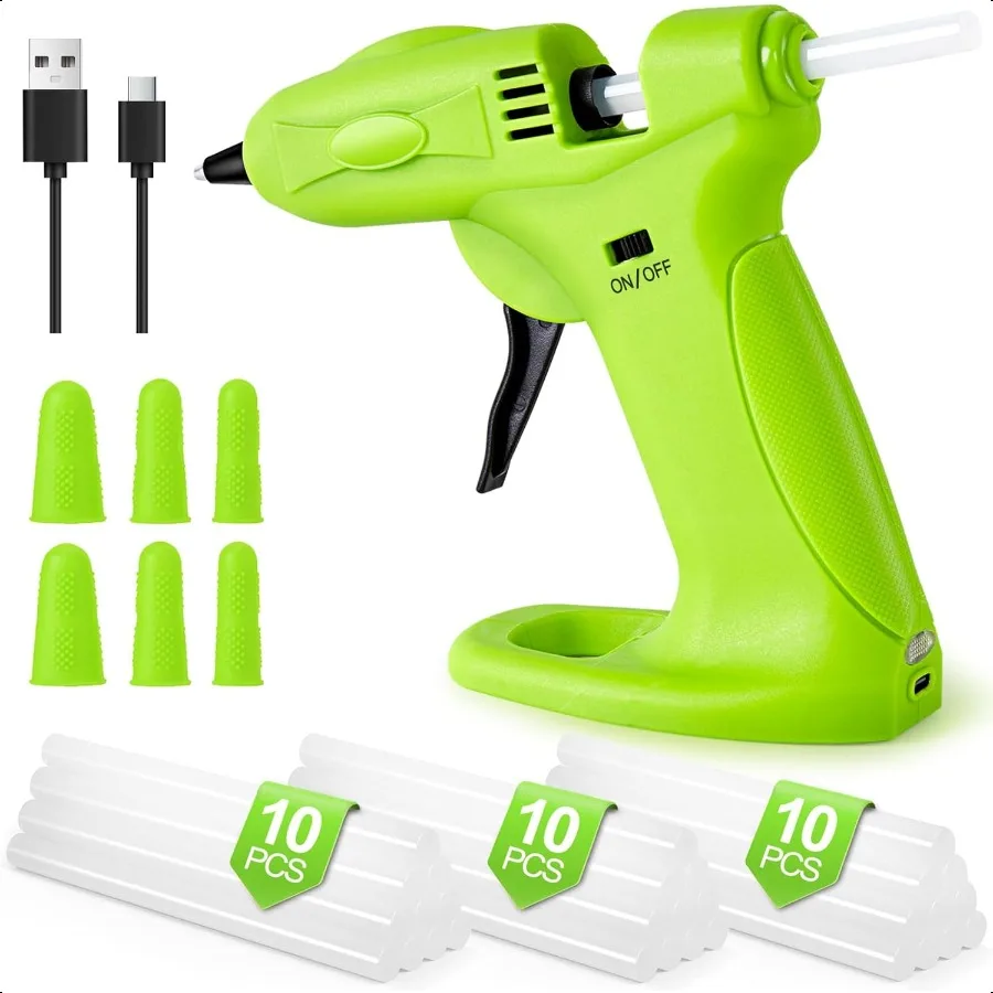 

Cordl Hot Melt Glue Gun USB Rechargeable 2600mAh Wirel Glue Gun with 30pcs Mini Glue Sticks Battery Operated Charger Hot Glue G