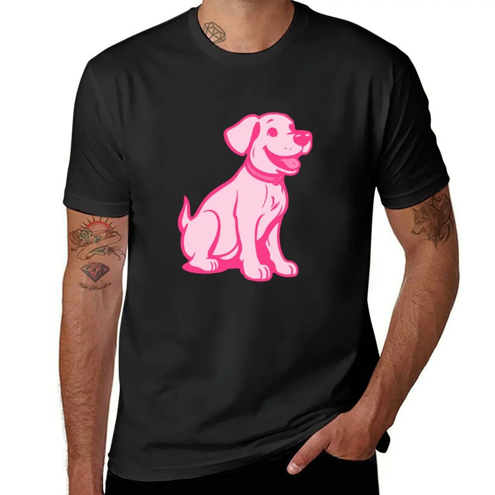 

Pink Dog T-Shirt Short sleeve tee boys whites heavyweights men t shirt