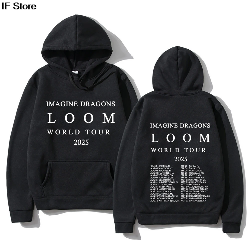 

Толстовки Loom Tour 2025 Imagine Dragons Band с графическим рисунком, модные пуловеры с длинными рукавами и капюшоном, женская и мужская одежда, осень