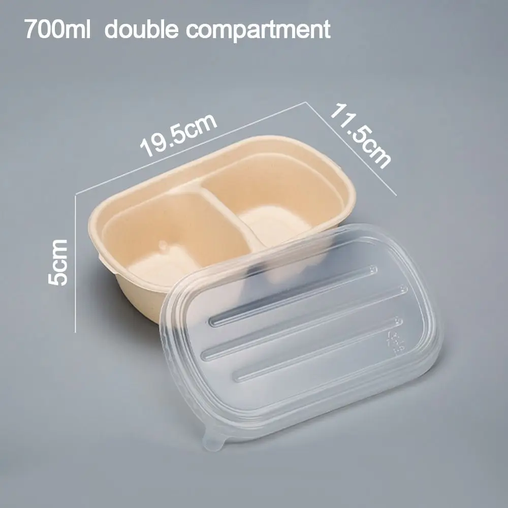 Paper Light Food Box 500ml/700ml/850ml/1000ml Degradable Disposable Packing Thick Bento Box Salad Takeout Paper Pulp Lunch Box