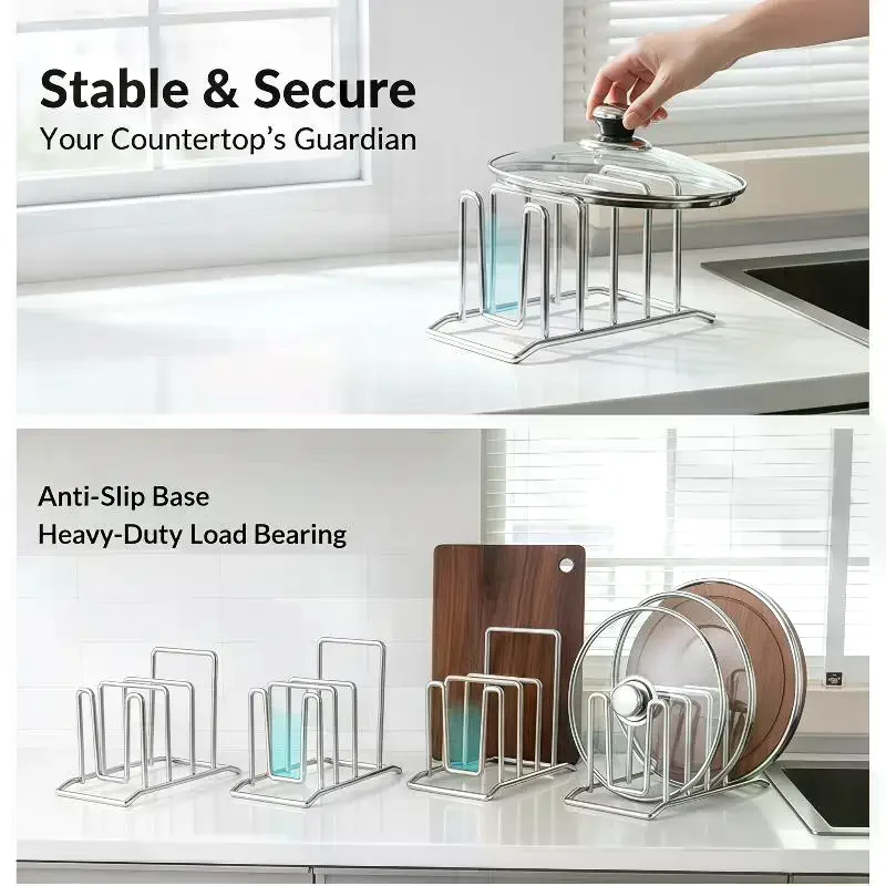 4-Slot Stainless Steel U-Shaped Shelf 4-Slot Stainless Steel Shelf for Drawers and Trays Storage Shelf