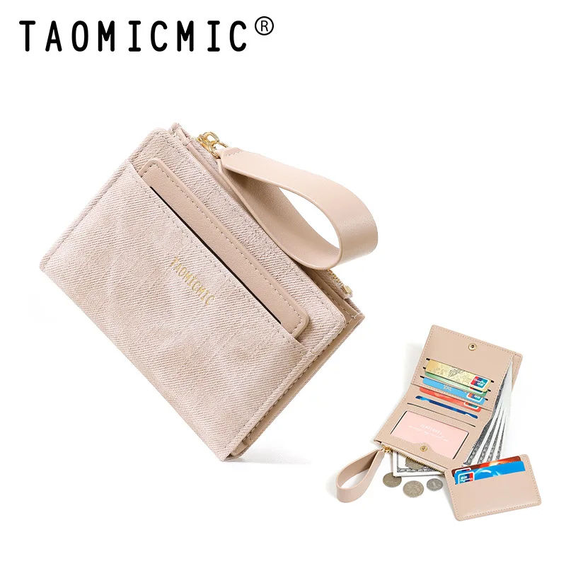 Yueqianka クロスボーダーショートウォレット レディース ファッション カラーブロック 二つ折り ハンドヘルドストラップ マルチスロット コインパース