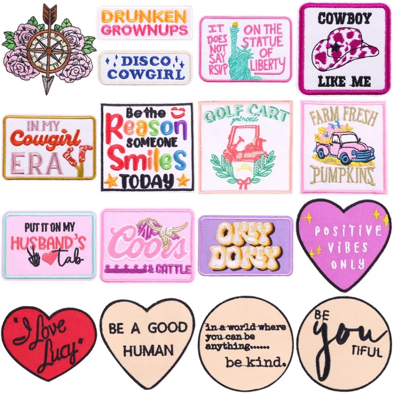 

Graffiti English Letters Rectangle Car Iron-on Sew Embroidery Badge Patches DIY T-shirt Hat Backpack Clothing Appliques Sticker