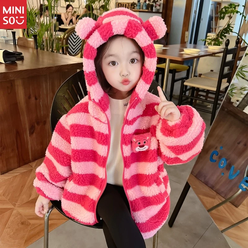 

Disney Girls' Sherpa Jacket 2025, Cozy Fleece-Lined Hooded Coat, Plush & Warm Winter Wear for Girls