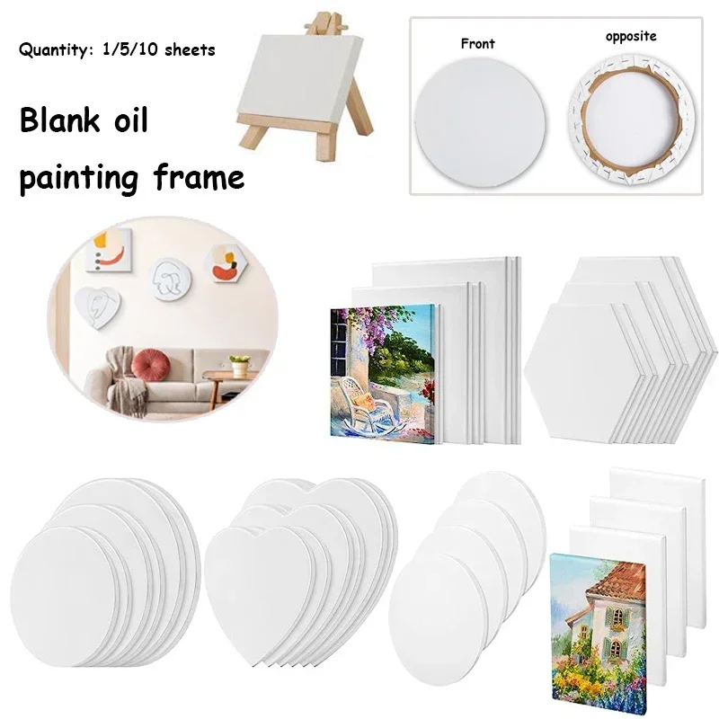 

7-Shape Artist Canvas Set - White Blank Square/Circular/Hexagonal Gallery Wrapped Frames for Oil & Acrylic Painting