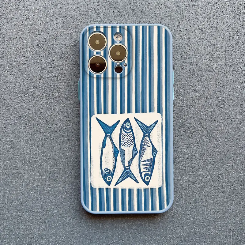 الملونة السردين جراد البحر الأسماك المحيط الحيوان لتقوم بها بنفسك جراب هاتف آيفون 15 16 14 برو ماكس زائد 13 Mini 12 11 برو ماكس XR XS X SE غطاء #6