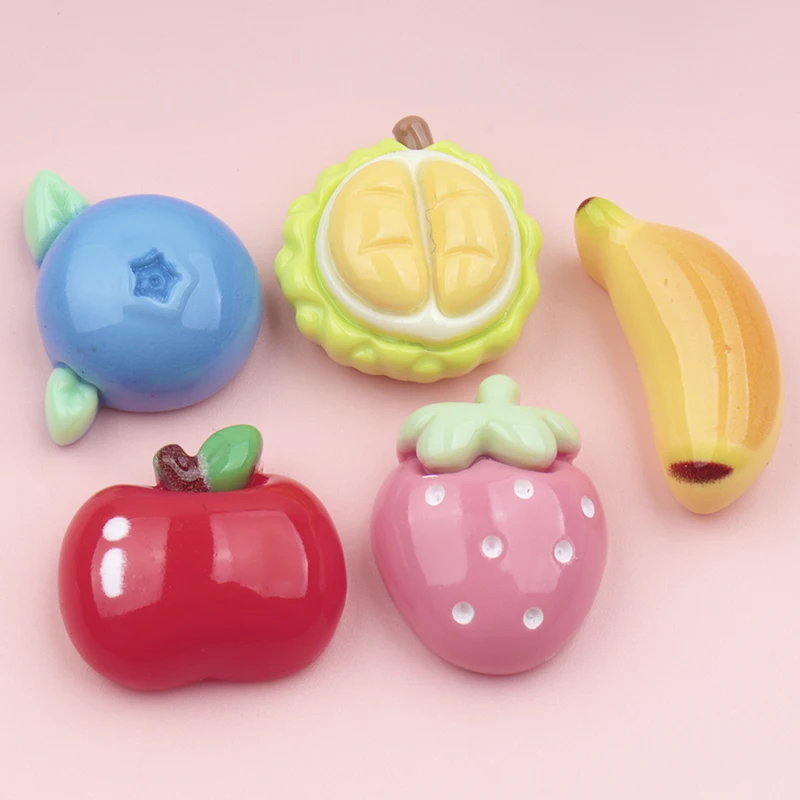 10/100pcs Fruits Banana Blueberry Strawberry Flatback DIY Resin Cabochon Accessories Scrapbooking Bowknot Decor Craft Supplies