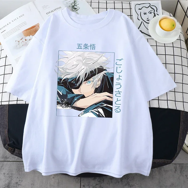 Jujutsu Kaisen Anime Gojo Satoru Print T-Shirt Women Casual Brand Top Summer Short Sleeves Summer T Shirt Sport Jogging Top