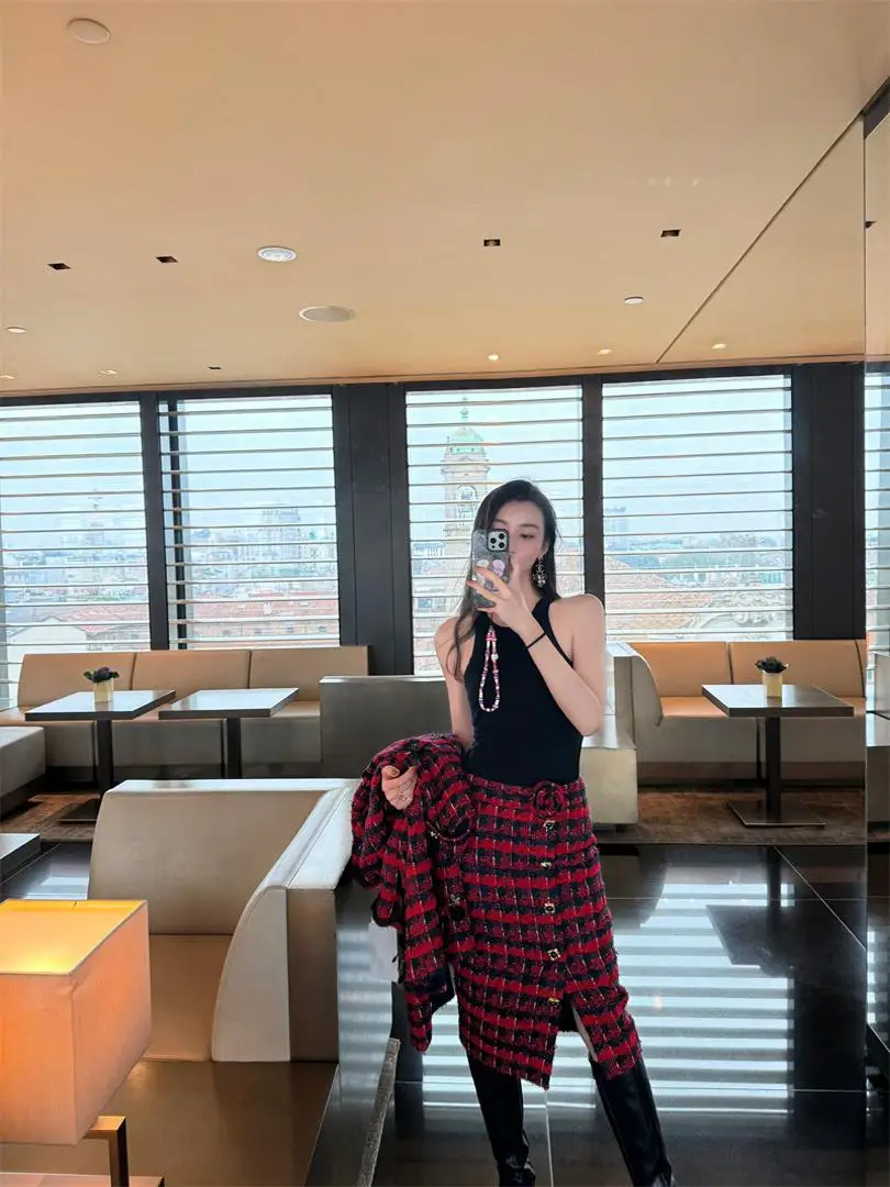 

Nothing Nine Sunset Love Song Plaid Sequin f Skirt Women's Premium Faion Autumn Collection with Other Material 00%