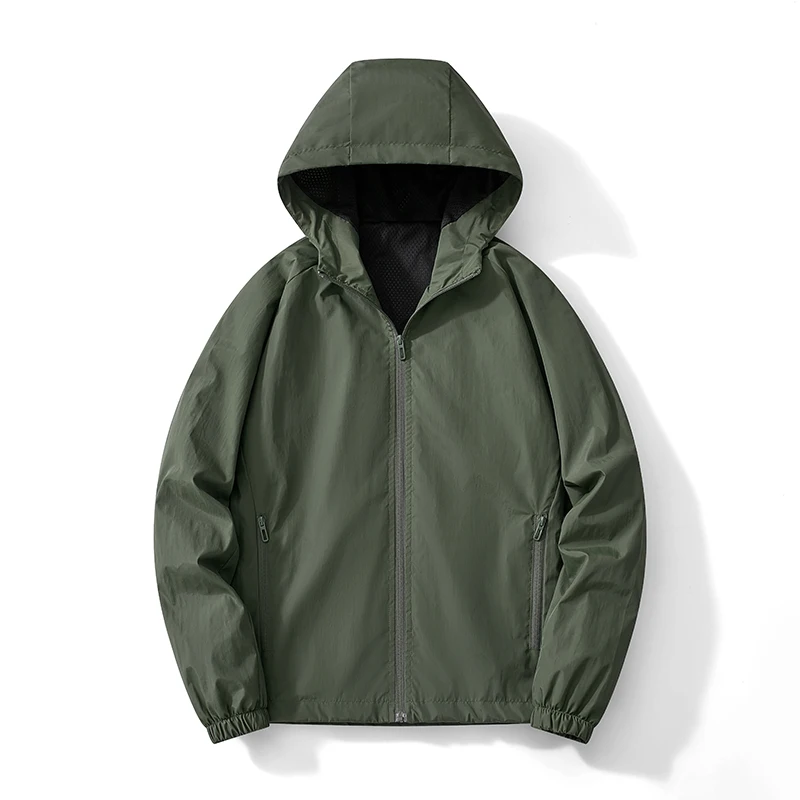 

Outdoor Casual Men Hiking Jacket Coats Fashion Quality Windproof Outerwear Loose with Hood Male Clothes Solid Color All-match