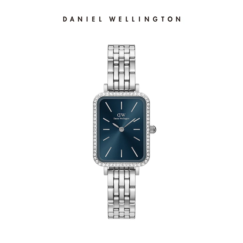 Relógio Feminino Daniel Wellington Quadro 5-Link Bezel em Aço Inoxidável 20x26mm, Resistente à Água