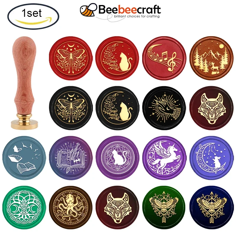 1PC Butterfly Wax Seal Stamp Kit 30mm Wax Sealing Stamp Removable Retro Brass Head Stamp with Wooden Handle for Wedding Envelope