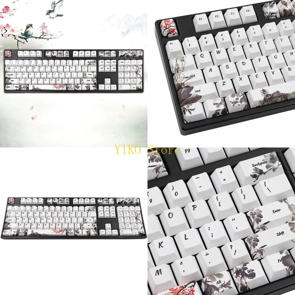 

K32C 108 ключей/набор, индивидуальный вишневый профиль, непрозрачные чернила, колпачки для ключей с сублимационной краской PBT