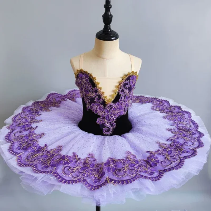 Abito da ballo per balletto professionale per bambini Gonna tutù per cigno da ragazza Viola Performance Agenzia per spettacoli di Capodanno