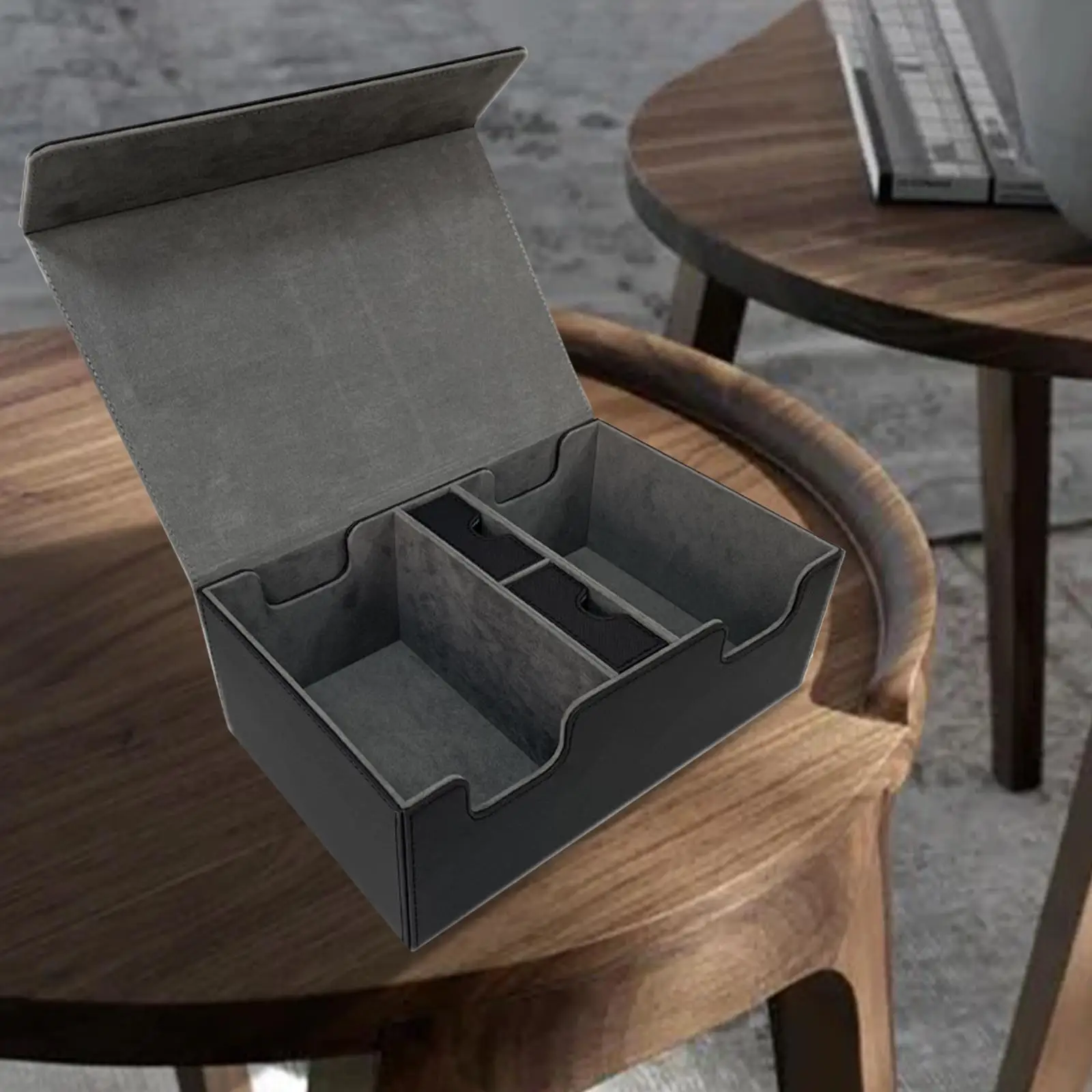 Card Game Deck Storage Box Dual Compartments Multiple Uses Multifunctional Black Red