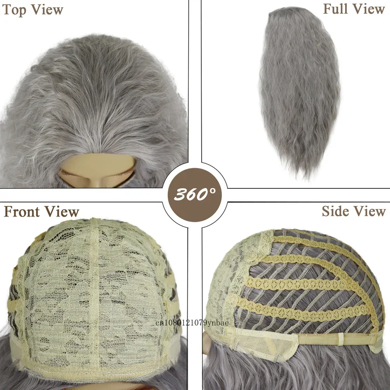 Synthetic Hair Anime Dumbledore Cosplay Wigs for Mens Gandalf Long Grey Beard Wig Heat Resistant Costume Party Halloween Use