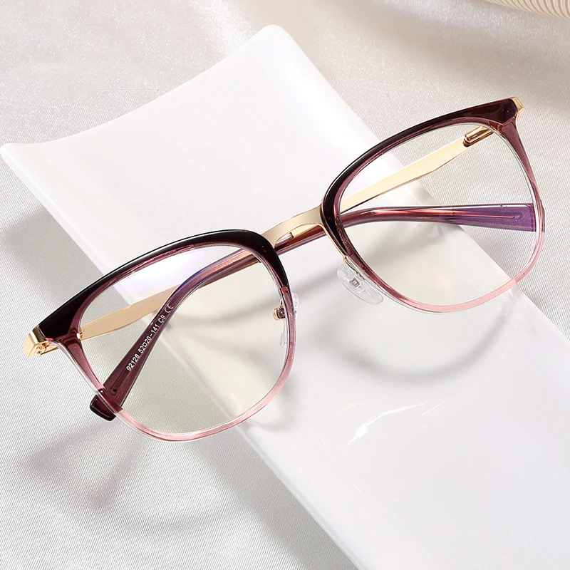 Anti Blue Rays Computer Myopia Glasses Women Vintage Round Frame khaki Student Shortsighted Eyewear Optical Sehbrille - 2.5 -6.0