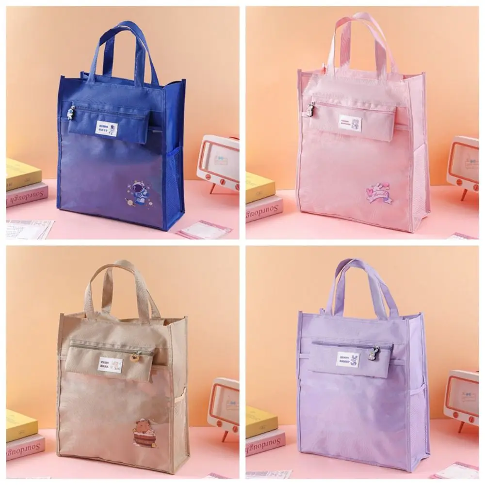 

New Capybara Tote School Bag Large-capacity Canvas Tutorial Bag Multilayer Cartoon File Bag School Supplies